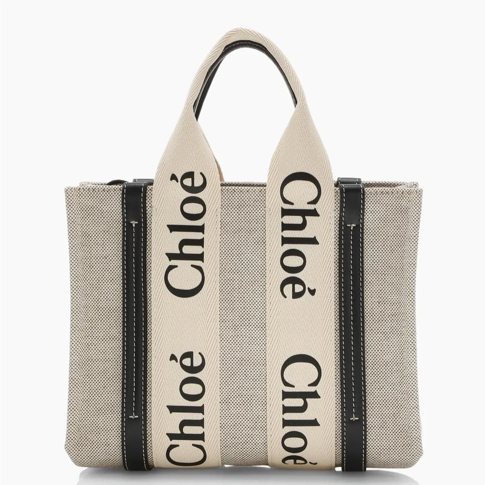 NEW!! Chloe' Small Woody Canvas Tote - Navy - Picture 1 of 4